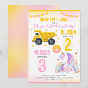 Invitation Construction et frères Licorne Célébration d'anniv