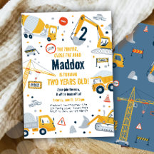 Construction Jaune Camion Digger Garçon Anniversai