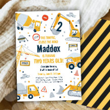 Construction Jaune Camion Digger Garçon Anniversai