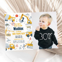 Construction Jaune Camion Digger Garçon Anniversai