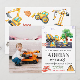Invitation Construction moderne photo d'anniversaire