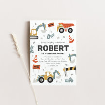 Construction Muted Boho Anniversaire Fête Invitati