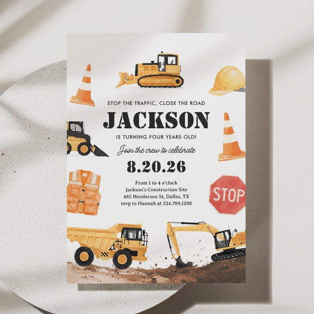 Invitation Construction Trucks Boy Birthday (Créateur téléchargé)