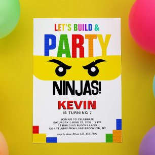 Invitation Construisons et faisons la fête Blocs de construct