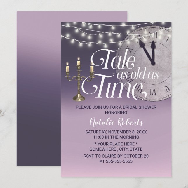 Invitation Conte aussi vieux que temps Purple Ombre Fête des  (Devant / Derrière)