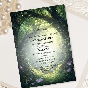 Invitation Conte de fées d'été Forêt enchantée Quinceañera