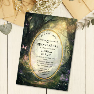 Invitation Conte de fées d'été Forêt enchantée Quinceañera