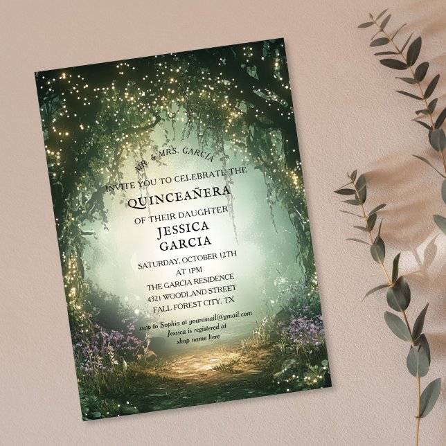 Invitation Conte de fées d'été Forêt enchantée Quinceañera (ENCHANTED FOREST)