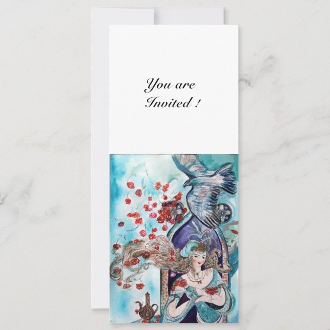 Invitation CONTE DE FÉES TURC,rouge bleu blanc vif (Devant)