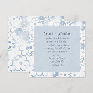 Invitation Contemporain bleu floral design mariage