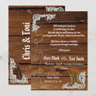 Invitation Contemporain Campagne Boots & Mariage de dentelle 