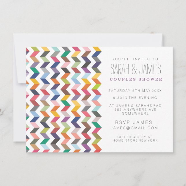Invitation contemporain Chevron Couples Shower Par (Devant)