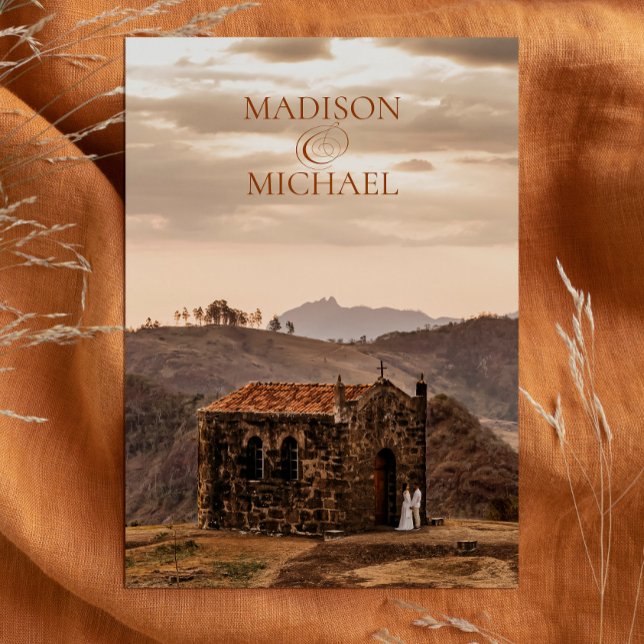 Invitation Contemporain Chic Boho Terracotta Mariage Photo (Créateur téléchargé)