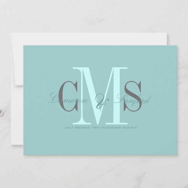 Invitation Contemporain + classe monogramme de mariage Invita (Devant)