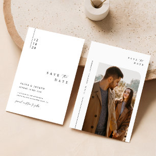 Invitation Contemporain Élégant Mariage Photo Enregistrer La 