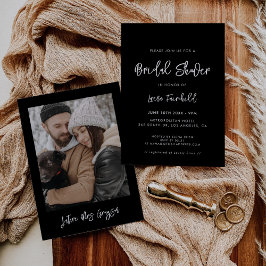 Invitation Contemporain moderne photo noir douche nuptiale