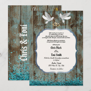 Invitation Contemporain Rustique Bois & Doves Mariage Inviter