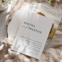 Invitation Contemporain Script Moderne Simple Photo Mariage