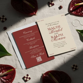 Invitation Contemporain Vieille Fortune Rouge Gras Mariage
