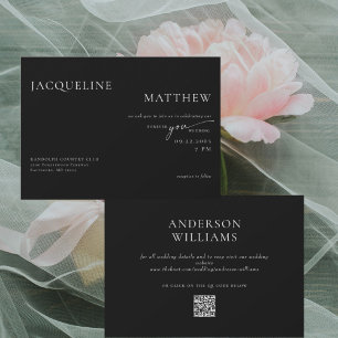 Invitation Contemporary Forever You Black QR Code Mariage