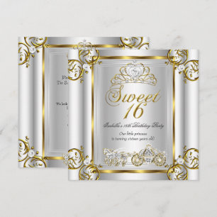 Invitation Contes de fées Sweet 16 16e Anniversaire Or Argent