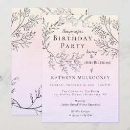Invitation Contours floraux savoureux sur la 18ème fête