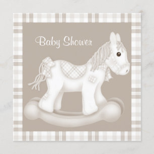 INVITATION CONTRÔLE NEUTRE ROCKING HORSE BABY SHOWER INVITATI