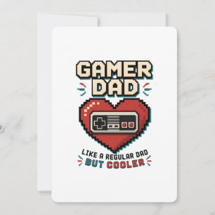 Invitation Contrôleur de cœur pixel rétro Gamer Papa