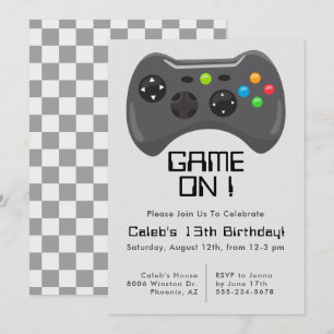 Invitation Contrôleur de jeu Gamer Thèmes Boys Birthday Party