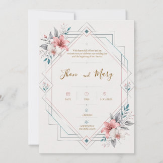 Invitation Convite de Casamento Moderno Floral