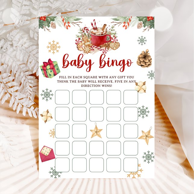 Invitation Cookie cacao Noël Baby Bingo Baby shower Jeu (Créateur téléchargé)