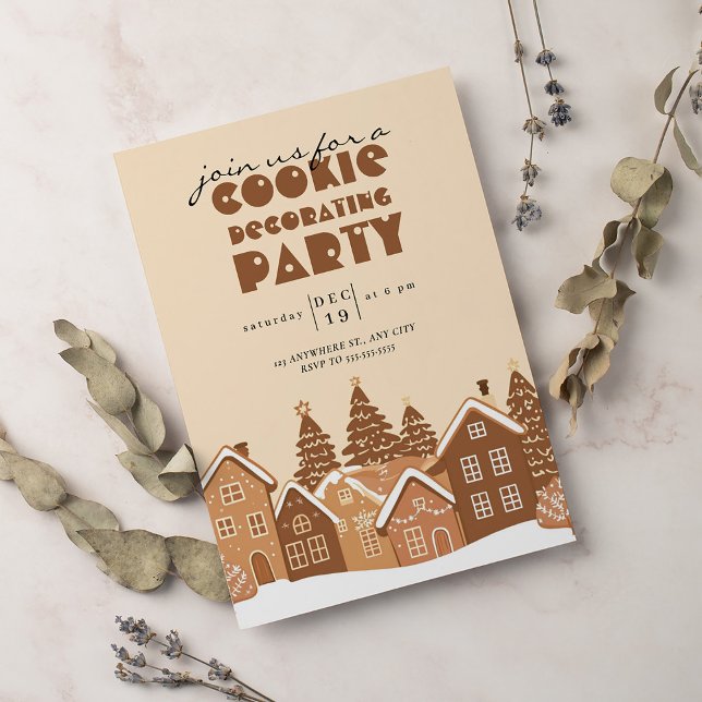 Invitation Cookie de Noël Pain d'épice et Bois rustique (Créateur téléchargé)