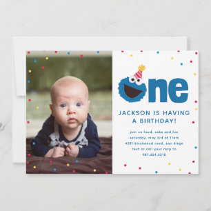 Invitation Cookie Monster One avec photo