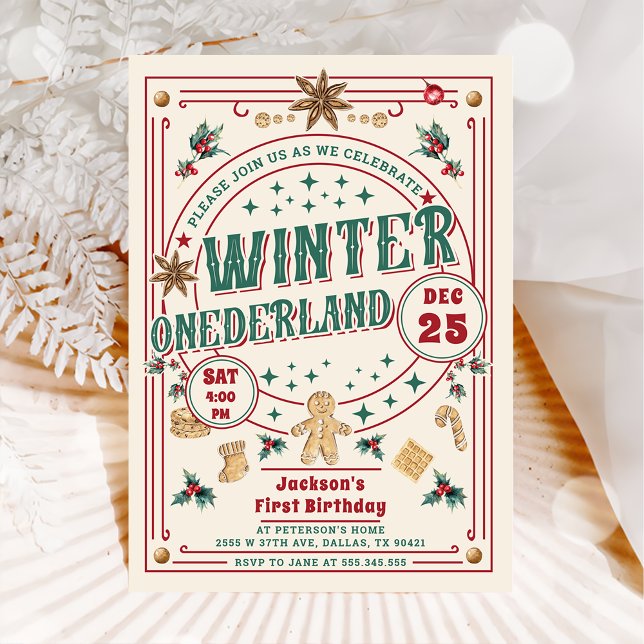 Invitation Cookie Noël Hiver ONEderland Anniversaire (Créateur téléchargé)