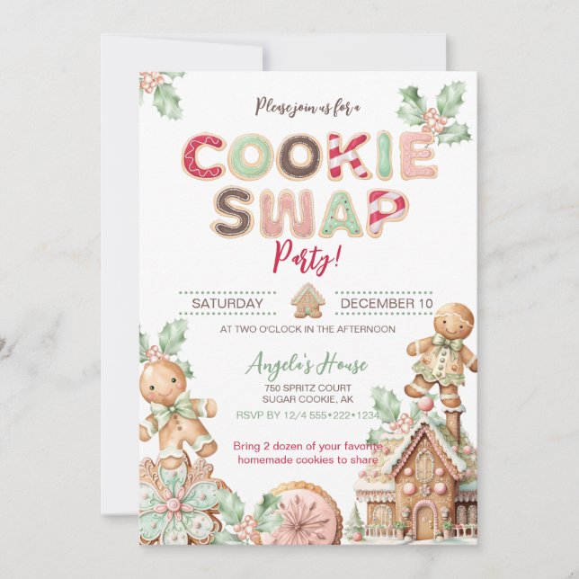 Invitation Cookie Swap Christmas Cookies Gingerpain (Devant)