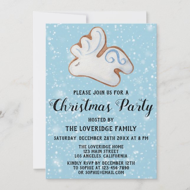 Invitation Cookies blancs Reindeer Fête de Noël (Devant)