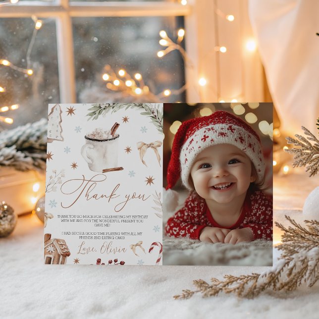 Invitation Cookies & Cocoa Photo Thank You Card (Créateur téléchargé)