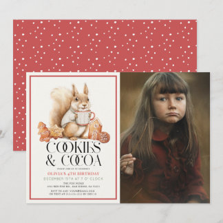 Invitation Cookies & Cocoa Squirrel Enfant's Birthday Photo