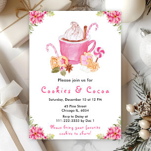 Invitation Cookies de Noël et cacao rose