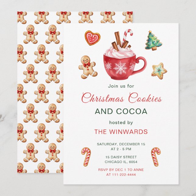 Invitation Cookies de Noël et fête du cacao (Devant / Derrière)
