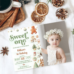 Invitation Cookies de Noël Sweet One 1st Birthday Photo
