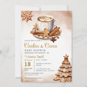 Invitation Cookies et cacao Baby shower Noël Gingerpain