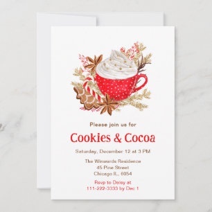 Invitation Cookies et cacao de vacances de Noël