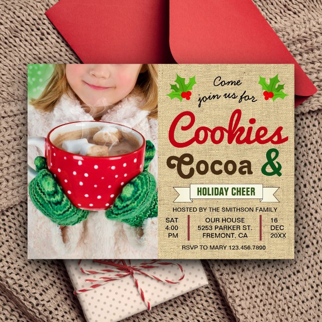 Invitation Cookies et cacao | Fête de Noël au chocolat chaud (Créateur téléchargé)