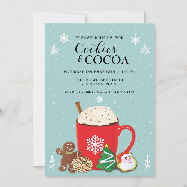 Invitation Cookies et cacao Noël Fête de Noël Invita (Devant)
