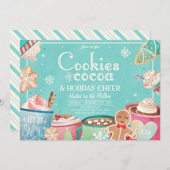 Invitation Cookies Et Fête De Noël De Fête Du Coca Chaud (Devant / Derrière)