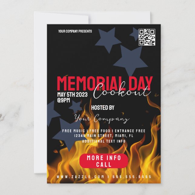 Invitation COOKOUT Memorial Day Event Flyers patriotiques (Devant)