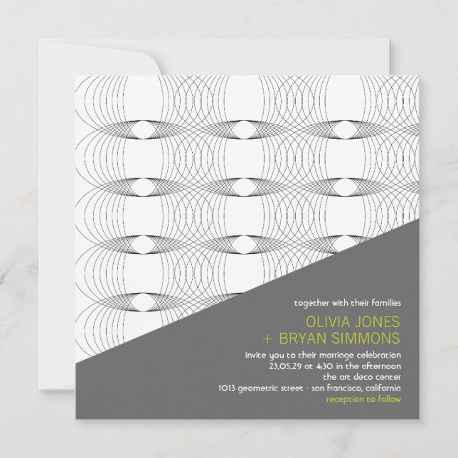 Invitation Cool Abstrait Art Moderne Boucles de Mod Mariage I (Devant)