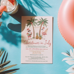 Invitation Cool amusant Tropical Père Noël Flamant rose Noël 