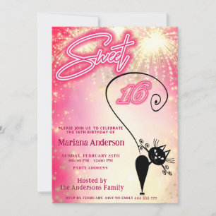 Invitation Cool amusant whimsy chat ballon scintillant feux d